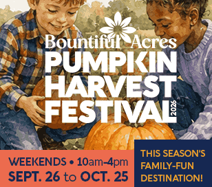 Celebrate fall at Bountiful Acres’ Pumpkin Harvest Festival, a month-long family tradition in Bucks County! Enjoy our pumpkin patch, corn maze, hayride, train ride, zipline, super slide, apple cannon, pumpkin slingshot, pedal cars, basketball toss, bounce house, photo area, and more.