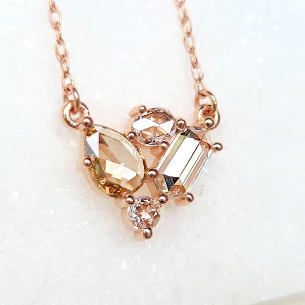 Sincerely Ginger Diamond Cluster Necklace