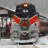 Christmas train in snow