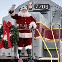 Santa on train waving
